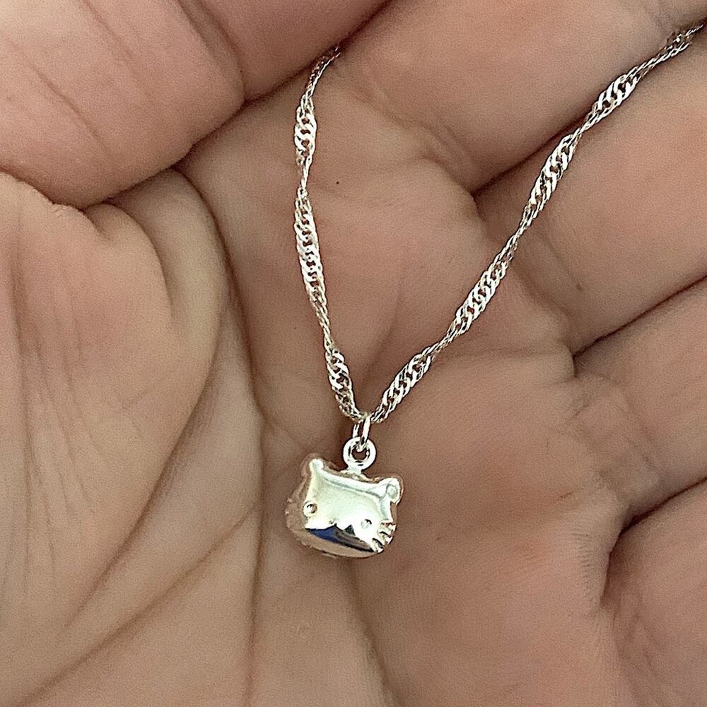 Hello Kitty Sterling Silver Pendant Handmade Necklace